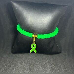 Green Ribbon (Awareness) Heishi Charm Bracelet